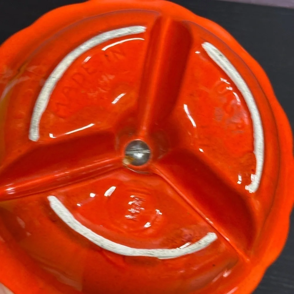 Made in USA Vintage Vibrant Orange Divided Serving Candy Relish Dish